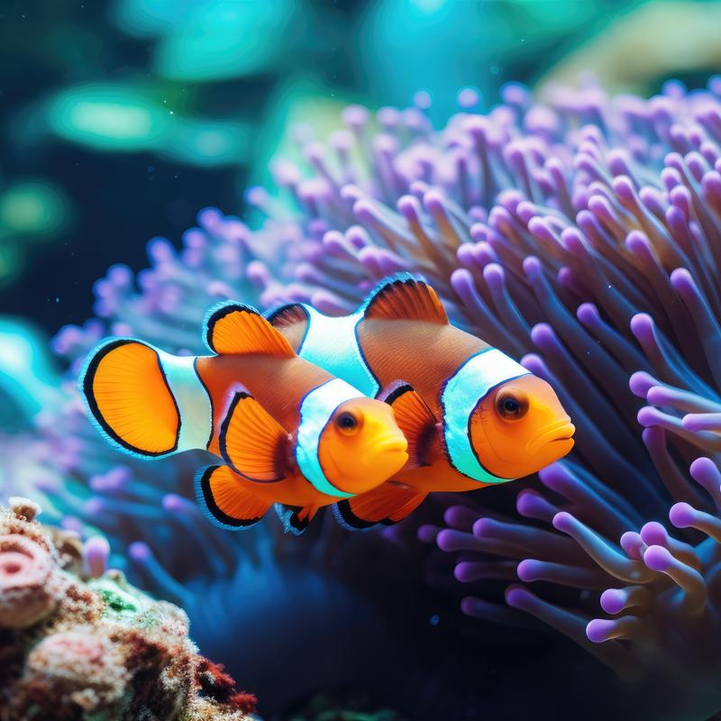 Clownfish beside an anemone on the reef